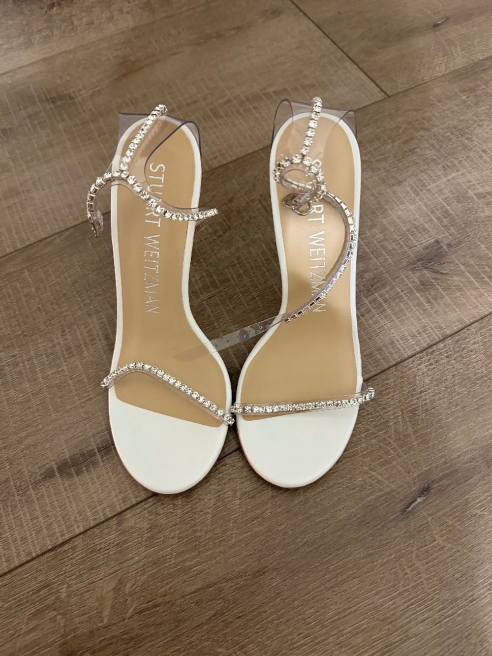 Stuart Weitzman Nudistglam 110 Crystal Sandals White Size 7